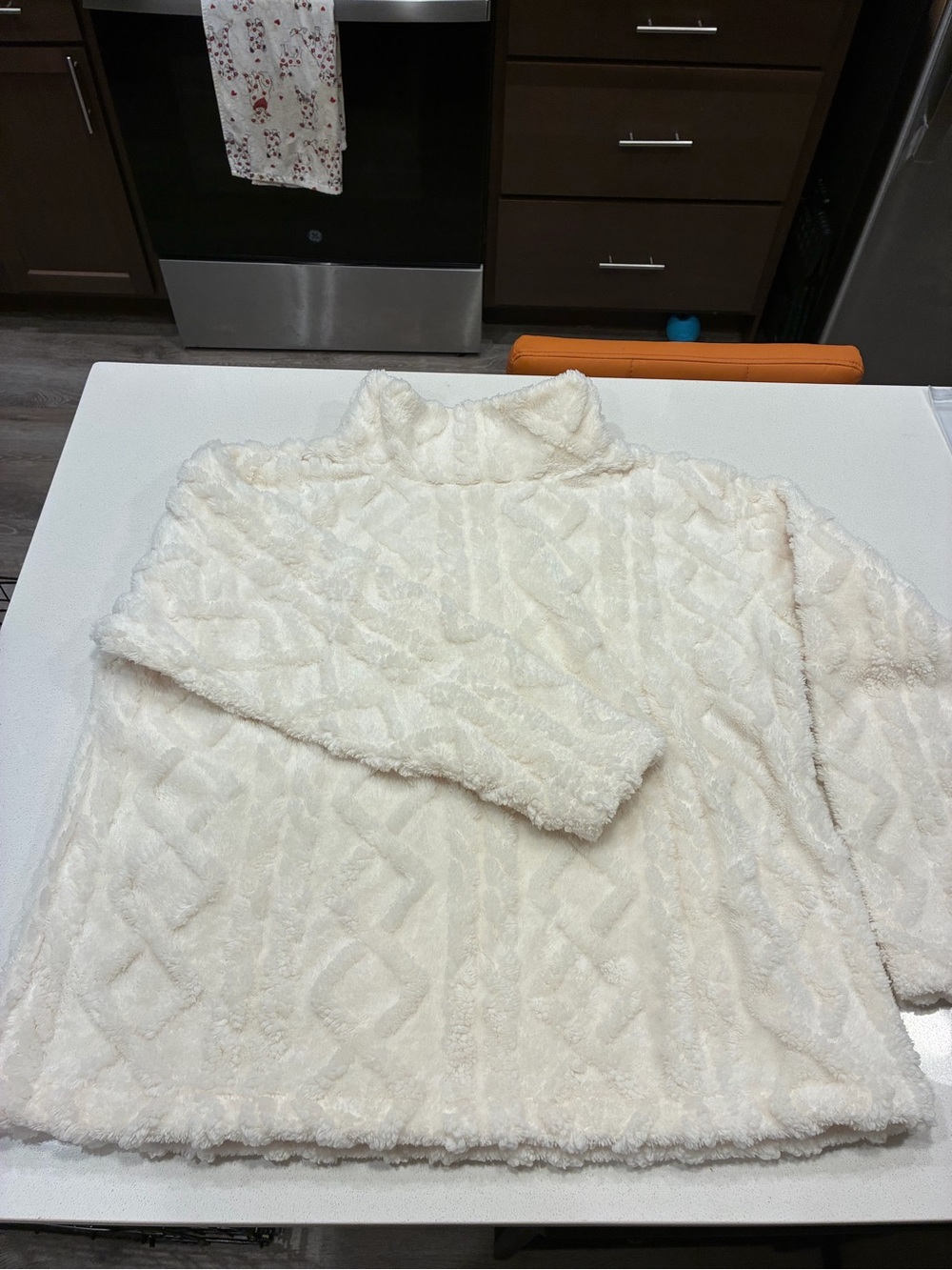 Eddie Bauer Cream Plush Funnel Neck Sweater
